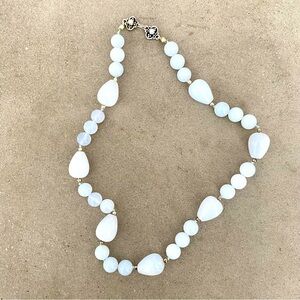 Vintage Moonstone Chunky Necklace with Sterling Silver Clasp